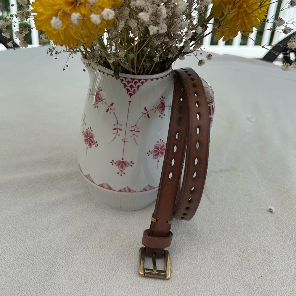 Brown Leather Belt with Gold Hardware 24 inches